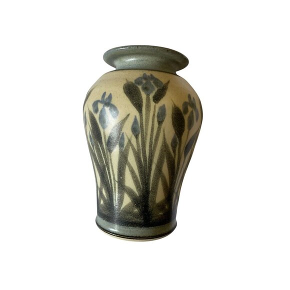 Kauff Pottery Vase With Floral Design Glossy Finish Beige Green Home Decor Colle - Picture 4 of 11